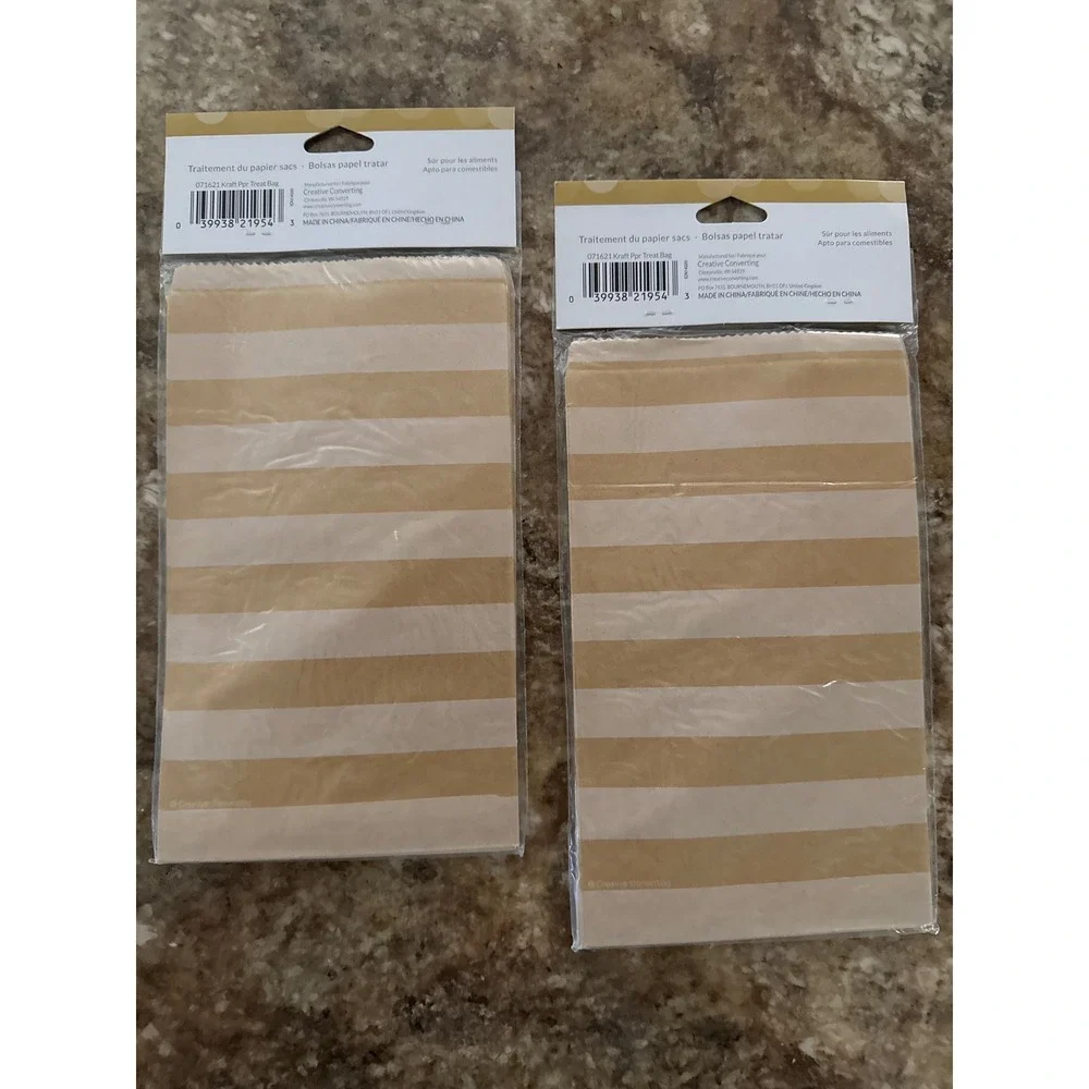 Creative Converting Kraft Striped Paper Treat Bags 7.75x4.5